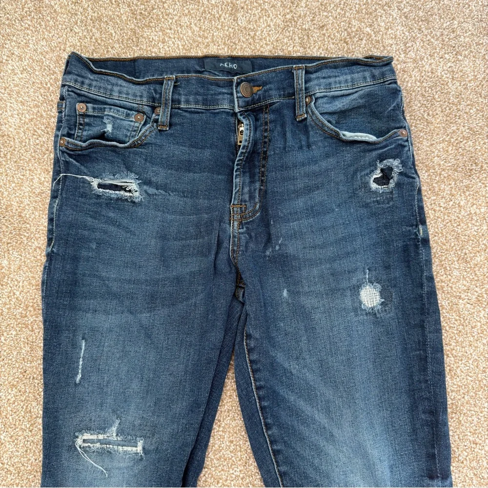 AERO Distressed Skinny Jeans 30x30 Medium Wash Stretch Ripped Denim - Picture 4 of 12